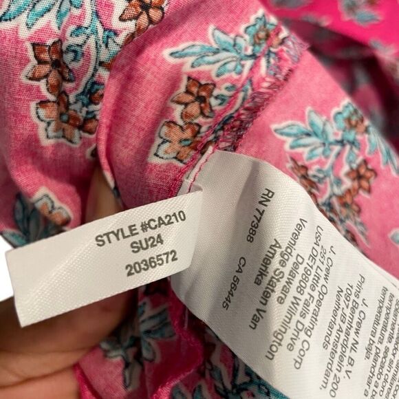 J. Crew Factory Womens Tiered Midi Dress 12 Pink Puff Sleeves Floral Milkmaid - Picture 11 of 14